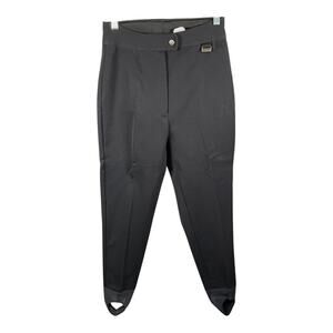 Vintage Edelweiss Skiwear Black Ski Pants With Stirrups Womens 12 Wool Blend USA